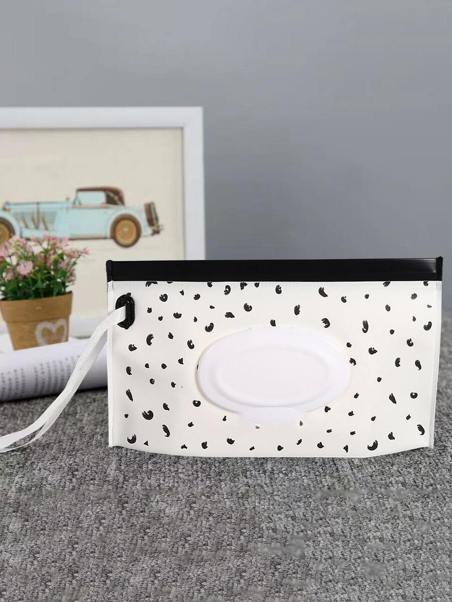 1pc Letter Graphic Tissue Storage Bag For Home Kitchen Bedroom Living Room Dining Room, Home Decoration Accessories, Decorative Box,Women Wedding Gift,Summer Travel Holiday Festival Must-Have - Black and White - View 1