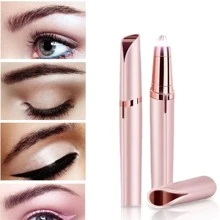 1pc Rechargeable Eyebrow Hair Remover Usb Painless Precision Trimmer For Face, Lips, Nose Hair Removal Unisex - Pink - View 2