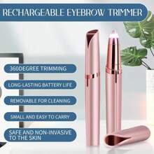 1pc Rechargeable Eyebrow Hair Remover Usb Painless Precision Trimmer For Face, Lips, Nose Hair Removal Unisex - Pink - View 1
