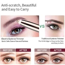 1pc Rechargeable Eyebrow Hair Remover Usb Painless Precision Trimmer For Face, Lips, Nose Hair Removal Unisex - Pink - View 4