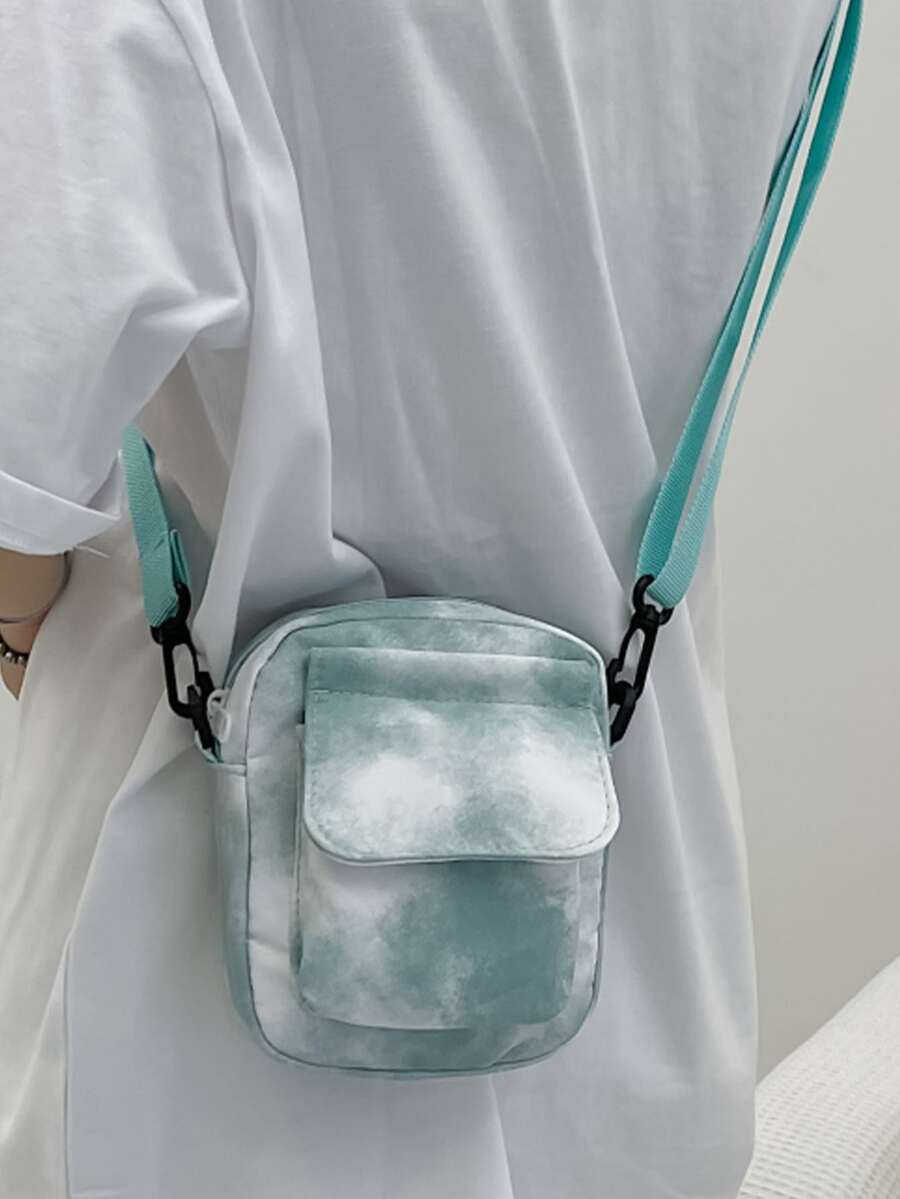 迷你時尚撞色單肩包斜挎包單肩包返校書包適用於中學學生 - 彩色 - 查看 1