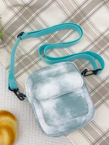 迷你時尚撞色單肩包斜挎包單肩包返校書包適用於中學學生 - 彩色 - 查看 2