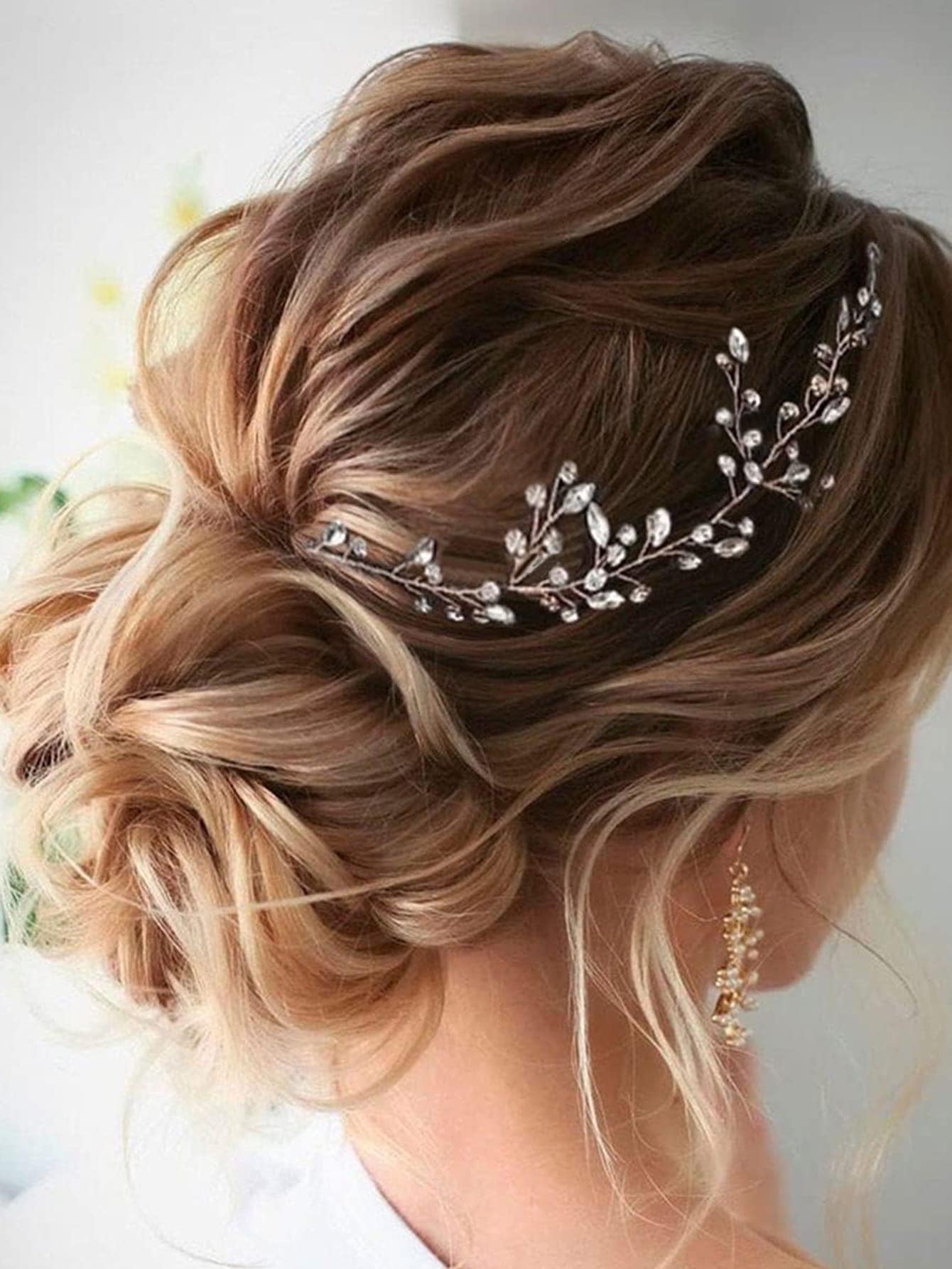 1 pieza Diadema de cadena suave de perlas falsas blancas, accesorios para el cabello de novia para boda, Día de San Valentín, verano, playa, festival, cumpleaños - Plateado - Ver 1