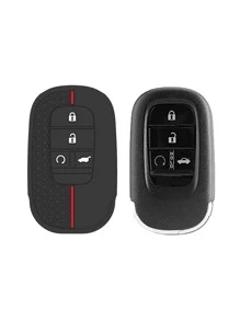 1入黑色矽膠無鑰匙遙控鑰匙套,適用於本田civic Inspire Cr-v Hr-v Ur-v Integral Accord Zr-v 2022,2023,4按鈕 - 黑色 - 查看 2