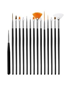 Bộ 20 cọ vẽ móng tay màu đen, sơn gel móng tay, cọ vẽ, bút vẽ, sơn gel UV, cọ kẻ viền móng và bút chấm bi cho sơn gel, tự làm móng tại tiệm tại nhà - màu đen - Xem 3