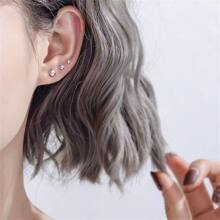 Stainless Steel Ball Shaped Fashion Stud Earrings & Stainless Steel Round Shaped Needle Earrings - Black - View 4