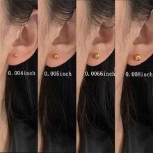 Thép không gỉ Hạt Thời trang Bông tai stud , Thép không gỉ Tròn Hoa tai , Phổ biến nhất Pierced titanium Hoa tai - Vàng - Xem 5