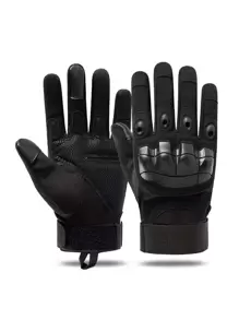 1pair Men's Full Finger Outdoor Sports Motorcycle Riding Climbing Professional Protection Sports Gloves - Black - View 2