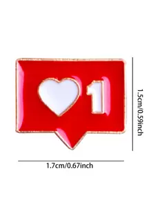 1 件锌合金卡通泡泡心形徽章带滴油，适合女性日常佩戴和社交交流情人节 - 紅色 - 查看 7