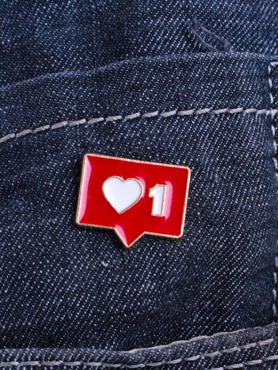 1 件锌合金卡通泡泡心形徽章带滴油，适合女性日常佩戴和社交交流情人节 - 紅色 - 查看 1