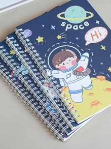 4款/套 A5 卡通螺旋筆記本，60 張/本，加厚可愛，學生護眼筆記本發送1套 - 彩色 - 查看 4