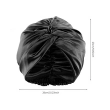 1pc Silk Cap for Sleeping, Adjustable Satin Night Cap for Women Men, Large Long Curly Hair Braid Wrap with tie Elastic Drawstring Band Stay on Head Unisex - Black - View 6