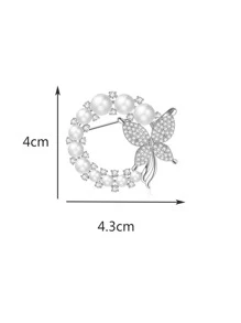 1pc Fashion Pearl And Rhinestone Brooches For Women Baroque Butterfly Pins Clothes Accessories Wedding Gifts