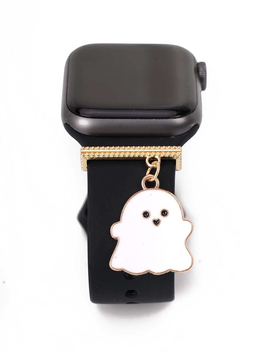 1 件女式可爱合金白色小幽灵表带饰物装饰环兼容 表带配件兼容 Galaxy Watch 表带系列饰物幸运生日礼物 - 白色 - 查看 1