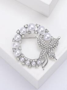 1pc Fashion Pearl And Rhinestone Brooches For Women Baroque Butterfly Pins Clothes Accessories Wedding Gifts