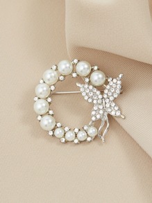 1pc Fashion Pearl And Rhinestone Brooches For Women Baroque Butterfly Pins Clothes Accessories Wedding Gifts