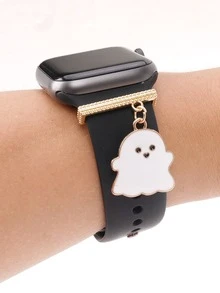 1 件女式可爱合金白色小幽灵表带饰物装饰环兼容 表带配件兼容 Galaxy Watch 表带系列饰物幸运生日礼物 - 白色 - 查看 3
