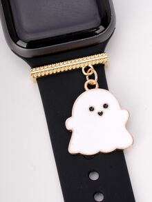 1 件女式可爱合金白色小幽灵表带饰物装饰环兼容 表带配件兼容 Galaxy Watch 表带系列饰物幸运生日礼物 - 白色 - 查看 2