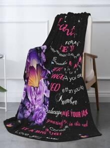 Bộ 1 Chăn Họa Tiết Hoa Slogan, Chăn Giữ Nhiệt Nỉ Home Hiện Đại - Nhiều màu - Xem 3