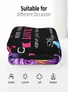 Bộ 1 Chăn Họa Tiết Hoa Slogan, Chăn Giữ Nhiệt Nỉ Home Hiện Đại - Nhiều màu - Xem 5