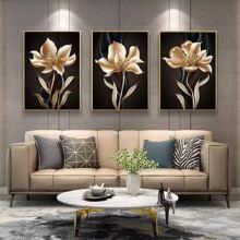 YIKES 3套家居裝飾牆藝術海報,植物與花卉印花,北歐客廳裝飾畫作適用於臥室