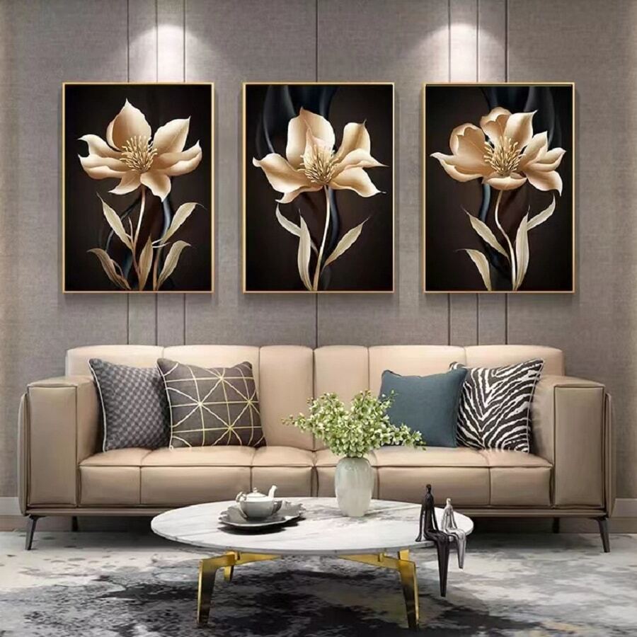 YIKES 3套家居裝飾牆藝術海報,植物與花卉印花,北歐客廳裝飾畫作適用於臥室