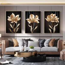 YIKES 3套家居裝飾牆藝術海報,植物與花卉印花,北歐客廳裝飾畫作適用於臥室