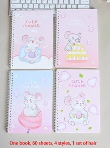 M O K A A5 螺旋筆記本，辦公室，學生書寫板，60 張橫格紙，4件套粉色桃色 - 彩色 - 查看 2