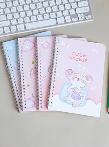 M O K A A5 螺旋筆記本，辦公室，學生書寫板，60 張橫格紙，4件套粉色桃色 - 彩色 - 查看 1