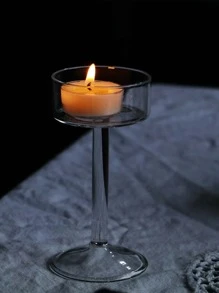 1入組/套玻璃燭臺套裝,小圓形燭台適用於家庭裝飾用品,婚禮桌子展示 - 無色 - 查看 10