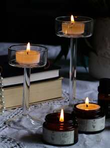 1入組/套玻璃燭臺套裝,小圓形燭台適用於家庭裝飾用品,婚禮桌子展示 - 無色 - 查看 11