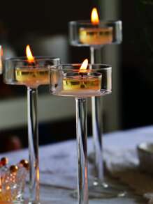 1入組/套玻璃燭臺套裝,小圓形燭台適用於家庭裝飾用品,婚禮桌子展示 - 無色 - 查看 6