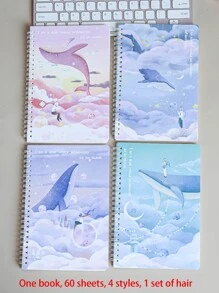 M O K A A5 螺旋筆記本，桃粉色，60 頁內襯頁，4件套用品 - 彩色 - 查看 2