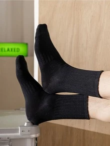 5 Pairs/set Men's Black White Gray Mid-calf Socks, All Season, Versatile Casual And Sports Socks