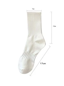 5 Pairs/set Men's Black White Gray Mid-calf Socks, All Season, Versatile Casual And Sports Socks