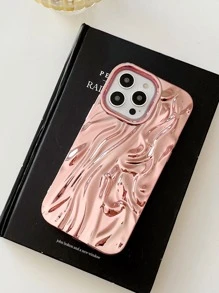 Apple Pink Plated Ruffle Texture Phone Case Waterproof Shockproof Anti-Fall Scratch Resistant - Rose Gold - View 8