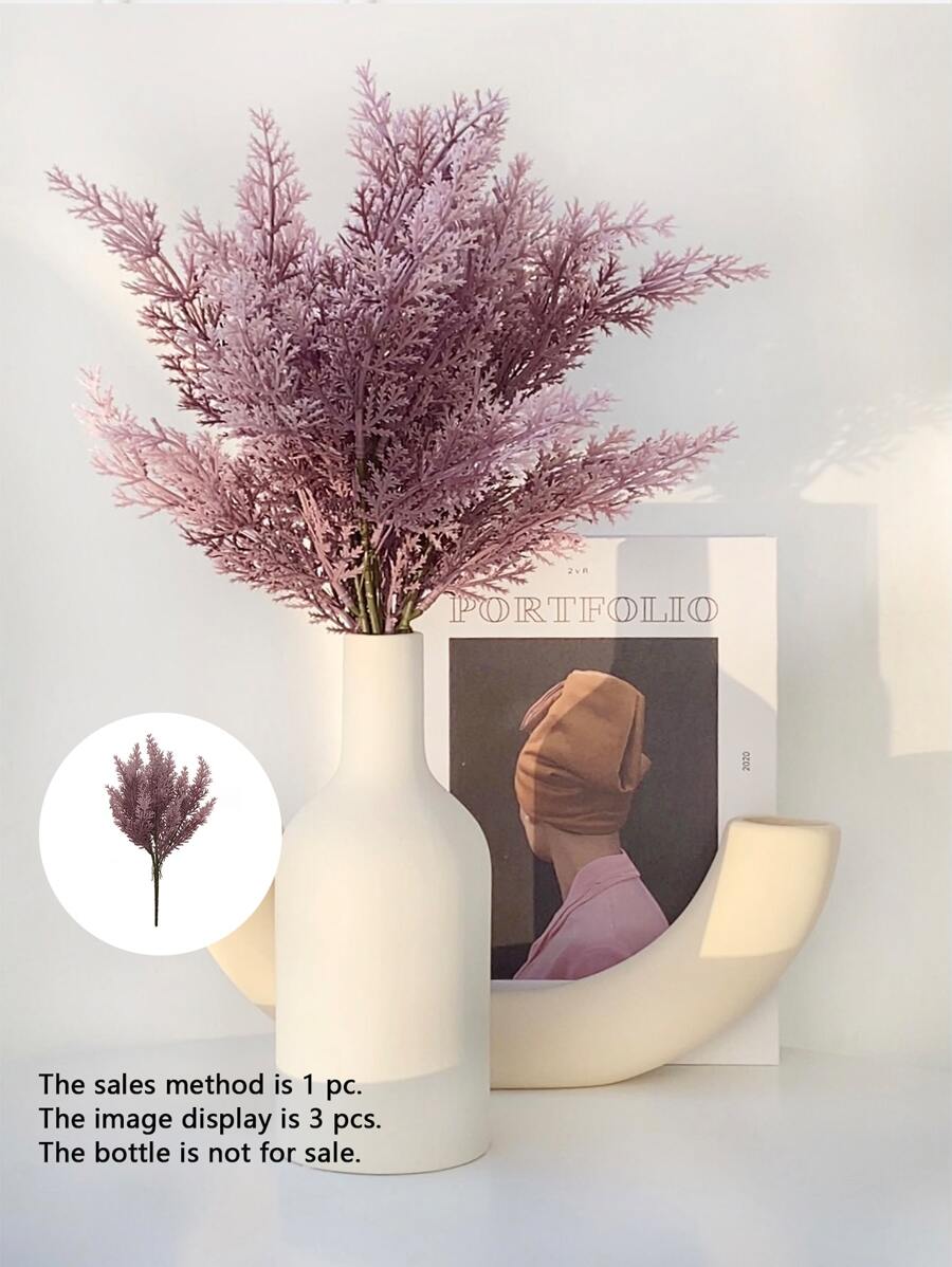 1 件塑料假植物 5 枝冷杉树，简约铁红色冷杉树，家居装饰人造花，适用于婚礼派对户外活动，15.7 英寸