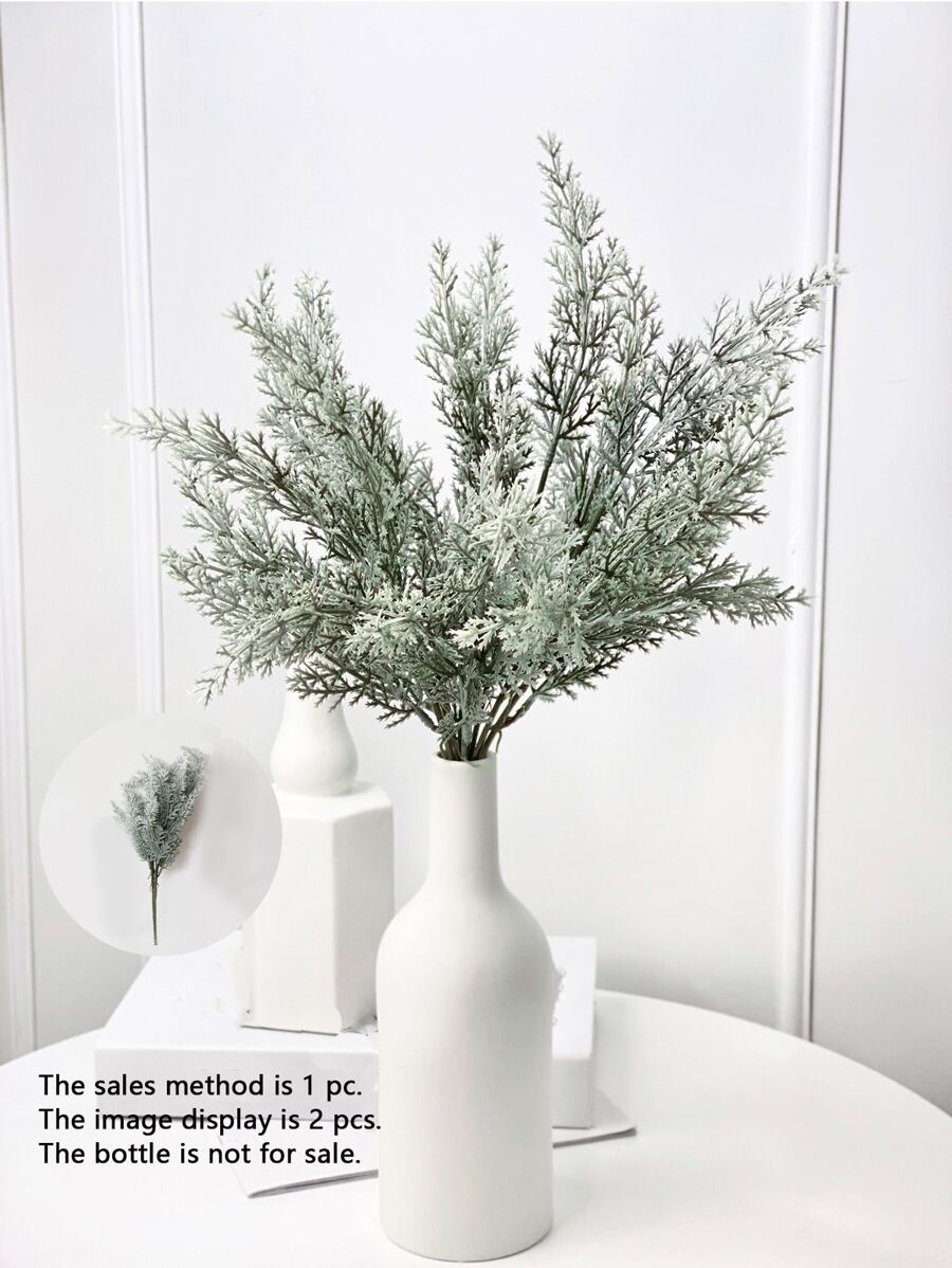 1pc Plastic Simulated Pine Tree, 5 Branches, Minimalist Iron Red Color, Home Decor, Ideal For Weddings, Parties, Outdoor Events, 15.7 Inch - Green - View 1