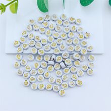 100 件/包塑料十字形扁平和圆形 DIY 珠子，适合制作珠宝（批量销售） - 金色 - 查看 4