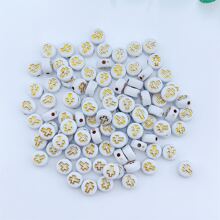 100 件/包塑料十字形扁平和圆形 DIY 珠子，适合制作珠宝（批量销售） - 金色 - 查看 3