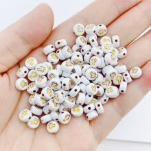 100 件/包塑料十字形扁平和圆形 DIY 珠子，适合制作珠宝（批量销售） - 金色 - 查看 2