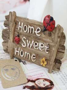 1 Peça Imã de Geladeira com Placa de Madeira Impressa com "Sweet Home" em Estilo Inglês Retrô, Pintura Manual em Resina, Decoração Doméstica e de Jardim, Melhores Presentes