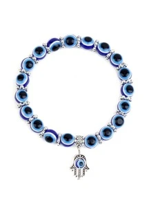 1pc Vintage Blue Eyes Devil's Eye Stretch String Bracelet - Blue - View 2