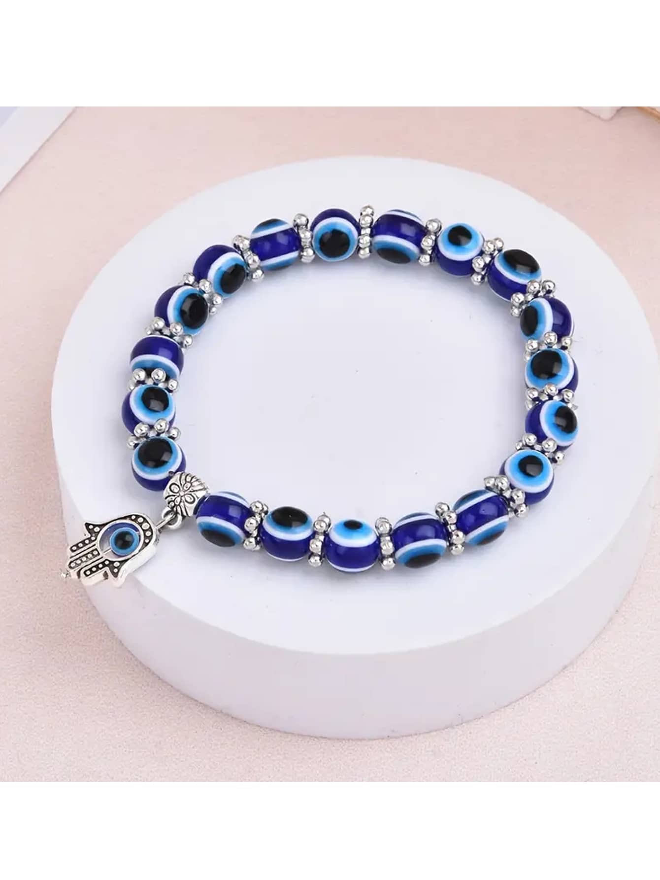 1pc Vintage Blue Eyes Devil's Eye Stretch String Bracelet - Blue - View 1
