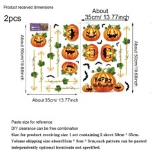 1set(2pcs) - Halloween Static Cling Scary Vine & Pumpkin Atmosphere Party Prank Window Decoration Home Decor Halloween Decor Fall Decor Room Decor - Multicolor - View 3