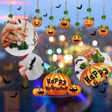 1set(2pcs) - Halloween Static Cling Scary Vine & Pumpkin Atmosphere Party Prank Window Decoration Home Decor Halloween Decor Fall Decor Room Decor - Multicolor - View 11