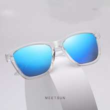 复古经典男女款户外透明镜框彩色镜片运动冰蓝色时尚眼镜 - 淺藍色 - 查看 3