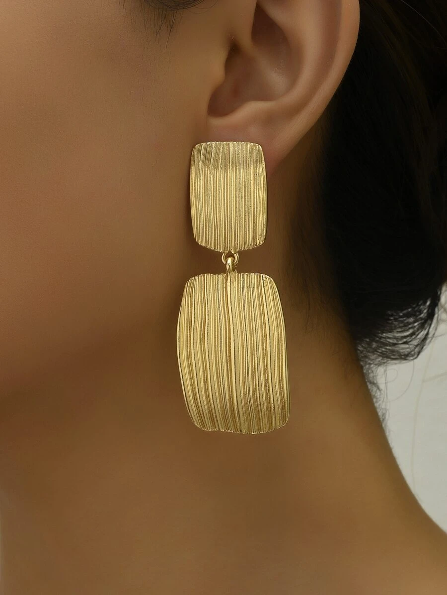 1 cặp bông tai thả hình dạng bất đối xứng màu vàng phóng đại dành cho phụ nữ, lý tưởng cho các bữa tiệc, lễ nghi và lễ hội - Vàng - Xem 1