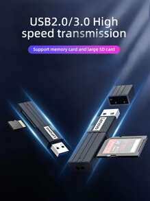 Lenovo SD 讀卡機 2 合 1，雙介面 USB2.0/USB C 記憶卡讀卡機轉接器 - 支援 SD/Micro SD/SDXC/SDHC/MMC/RS-MMC/UHS-I，相容於 MacBook Pro、MacBook Air - USB2.0 - 查看 5