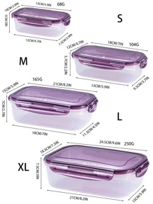 Contenedor De Almacenamiento De Alimentos Transparente, Diseño Impermeable De Forma Rectangular De Pp De Estilo Moderno Adecuado para Nevera Y Microondas - Morado - Ver 3